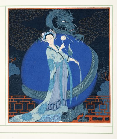 Turandot Princess of China, fra Personages de Comedie, pub. 1922 (stenciltryk) af Georges Barbier