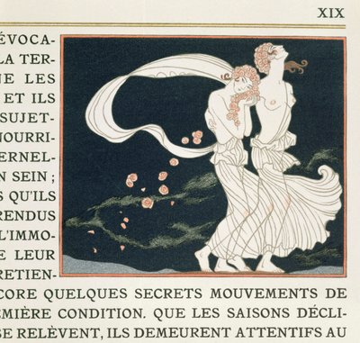 To piger klædt i græsk stil, illustration fra 