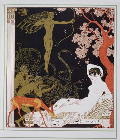 Venus eller La belle Hélène (farve litho) af Georges Barbier