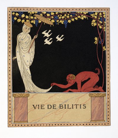 Life of Bilitis, illustration fra Les Chansons de Bilitis, af Pierre Louys, pub. 1922 (stenciltryk) af Georges Barbier