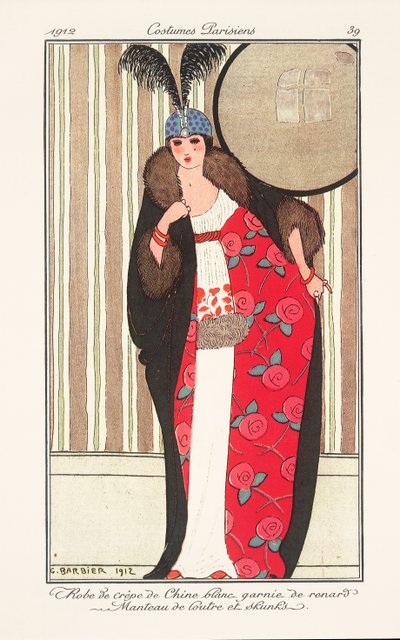 Modetallerken til kvinder fra Journal des Dames et des Modes af Georges Barbier