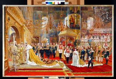 Kroning af zar Alexander III af Rusland (1845-1894) og kejserinde Maria Feodorovna (Dagmar af Danmark) (1847-1928) - Kunstværk af Georges Becker (1845-1909) af Georges Becker