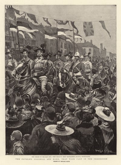 Kavaleriet, kolonial og hjem, der deltog i processionen af Georges Bertin Scott
