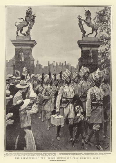 Det indiske kontingents afgang fra Hampton Court af Georges Bertin Scott