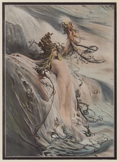 Den store bølge (farve litho) af Georges Clairin