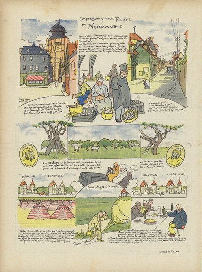 Indtryk af en turist i Normandiet. Illustration til Le Rire af Georges Delaw