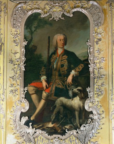Portræt af kurfyrst Carl Albrecht i det gule soveværelse på Amalienburg Slot i Nymphenburg... af Georges Desmarées