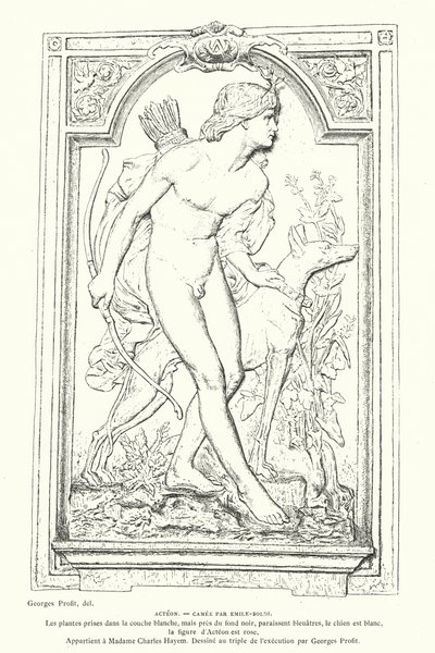 Actaeon, helten fra græsk mytologi, cameo af den franske billedhugger Emile Soldi af Georges Ernest Profit