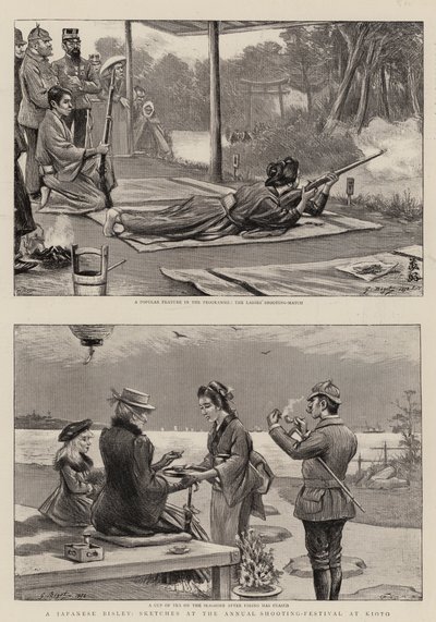 En japansk Bisley, skitser ved den årlige skydefestival i Kioto af Georges Ferdinand Bigot