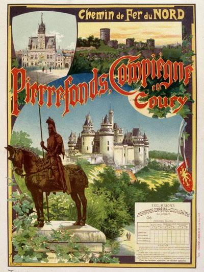 Pierrefonds, Compiègne og Coury - Reklameplakat for Railways du Nord, af G. Fraipont af Georges Fraipont