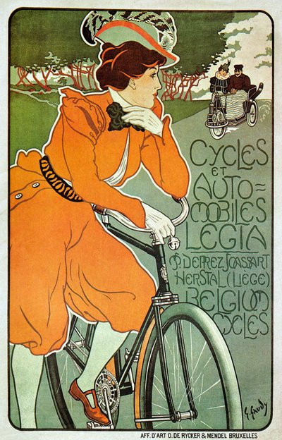 Plakat reklame Legia cykler, Liège, Belgien af Georges Gaudy