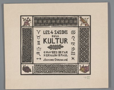 Forside til fire tryk af rædsler fra Første Verdenskrig Les 4 saisons dela kultur (serietitel på objekt) af Georges Hermann Rene Paul