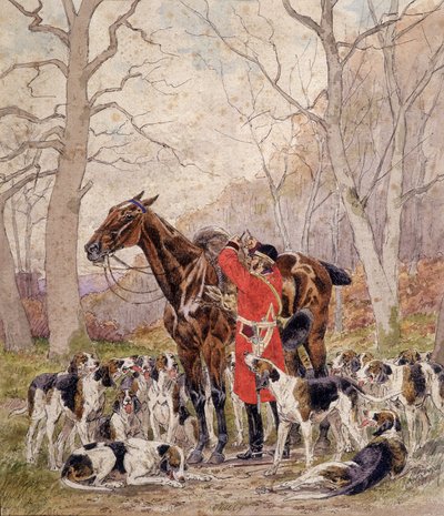 Lastning på hesten af en hjort dræbt under en hestejagt - tegning af Georges La Roque, omkring 1900 af Georges La Roque