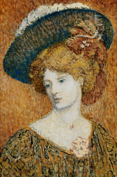 kvinde med hat; Femme au Chapeau - Kvinde med hat, af Georges Lemmen