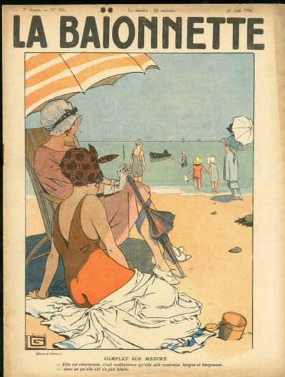 Forsiden af "La Baionnette", satirisk i farver af Georges Leonnec