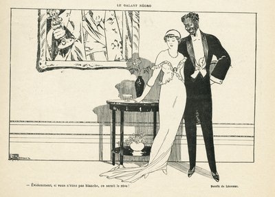 Illustration af Georges Leonnec (1881-1940) i Le Lire, 20/07/12 - Le galant negro - Amour, Xenophobia - Black af Georges Leonnec