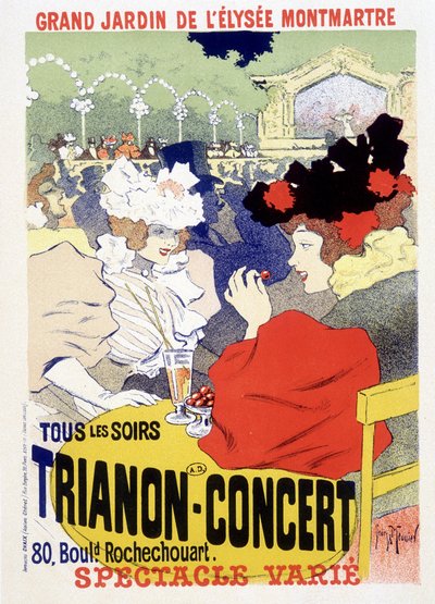 Trianon-koncert, dagligt show i den store have ved Elysee Montmartre (Elysee-Montmartre) i Paris. Plakat af Georges Meunier af Georges Meunier