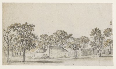 En gruppe huse mellem træerne af Georges Michel