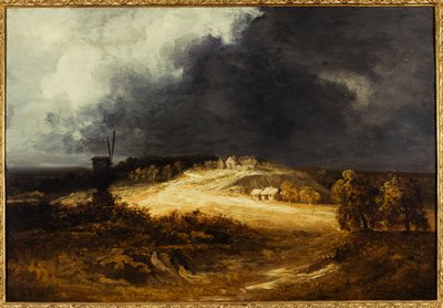Moulins à Montmartre, ca. 1830 (olie på papir, monteret på lærred) af Georges Michel