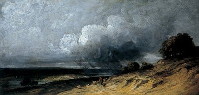 Storm over Montmartre, ca. 1763 - 1843 (olie på papir) af Georges Michel