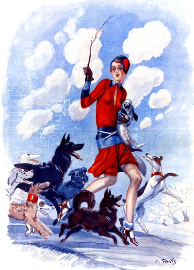 Forårsslyngel, mors pige i fare - illustration fra la Vie Parisienne af Georges Pavis