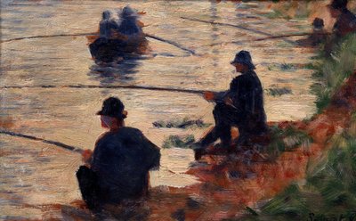 Fiskerne ved Studielinjen for den store jatte. Maleri af Georges Seurat (1859-1891) 1883 søn. 0,16x0,25 m Troyes, museum for moderne kunst af Georges Pierre Seurat
