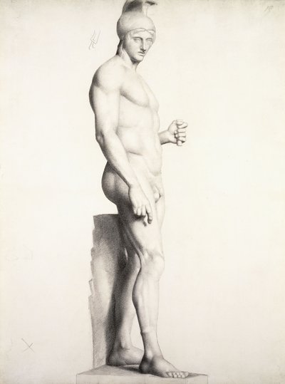 Kriger iført hjelm, i profil, 1875-1878 af Georges Pierre Seurat