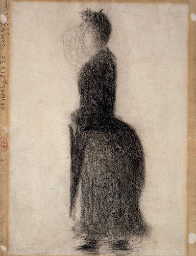 Kvinde med en parasol; Kvinde med paraply, ca. 1883 af Georges Pierre Seurat
