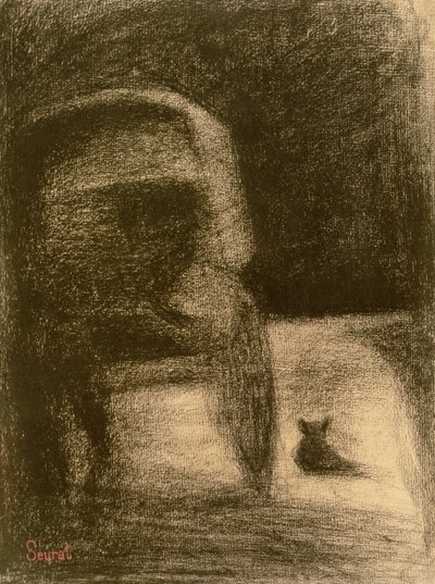 Vogn og hund, ca. 1882-84 (Conté farveblyant på papir) af Georges Seurat