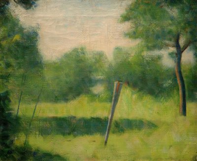 Paysage au piquet (landskab med en stang) af Georges Seurat