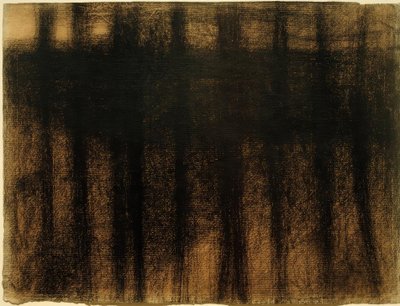 Træstammer reflekteret i vand (Baumstämme, sich ...) af Georges Seurat
