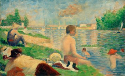 Svømning, Asnières (Badeplatz Asnières / Finale Studie) af Georges Seurat