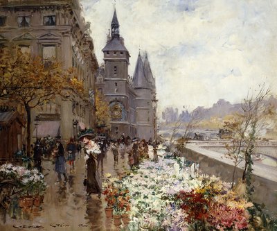 Et blomstermarked langs Seinen, af Georges Stein