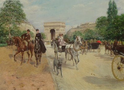 Ryttere og vogne på Avenue du Bois, 1910 af Georges Stein