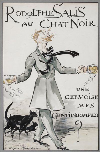 Rodolphe Salis med den sorte kat, ca. 1890. af Georges Tiret Bognet