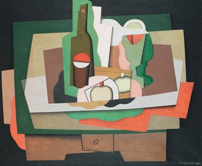 Stilleben på et bord; Stilleben på et bord, 1925 af Georges Valmier