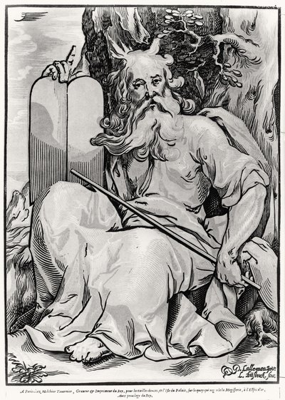 Moses, graveret af Ludwig Businck (ca. 1590-efter 1630) af Georges after Lallemand