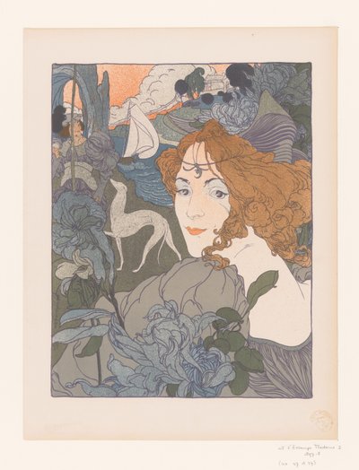 Dame med en adelsmand og mynde ved en flod Le tilbage af Georges de Feure