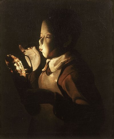 Dreng blæser på lampen af Georges de La Tour