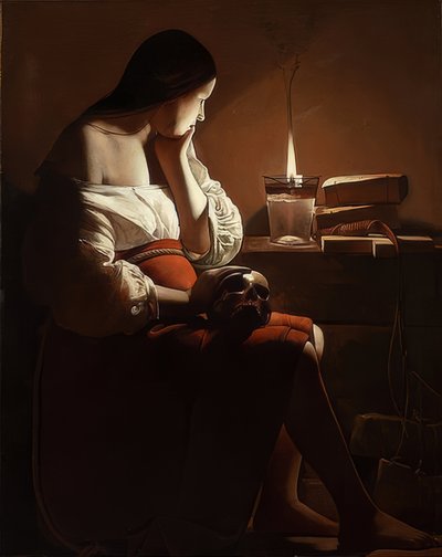Maria Magdalene med rygende flamme. Omkring 1638-40 af Georges de La Tour