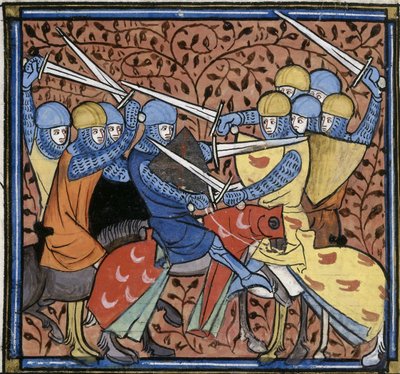 Ebroin besejrer østrigerne, fra Les Grandes chroniques de France, Royal 16 G VI f.114v, ca. 1332-1350 (22528516520) af Georgia Levan Ramishvili from Tbilisi