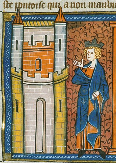 Louis IX foran fæstningen, fra Chroniques de France ou de St Denis, 14. århundrede (22690438696) af Georgia Levan Ramishvili from Tbilisi