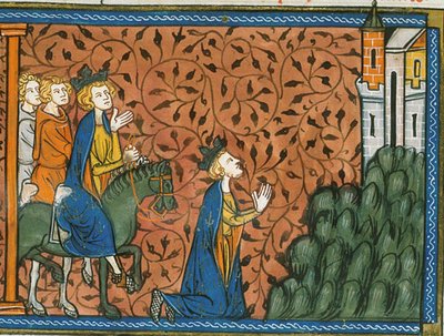 Louis IX på pilgrimsrejse til Nazareth, fra Chroniques de France ou de St Denis, 14. århundrede (22528526100) af Georgia Levan Ramishvili from Tbilisi