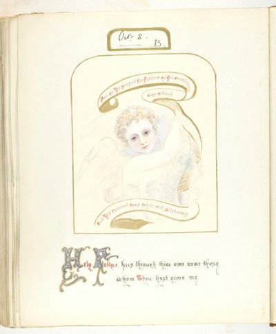 Uden titel [kerub og religiøs tekst], 185568. af Georgina Cowper
