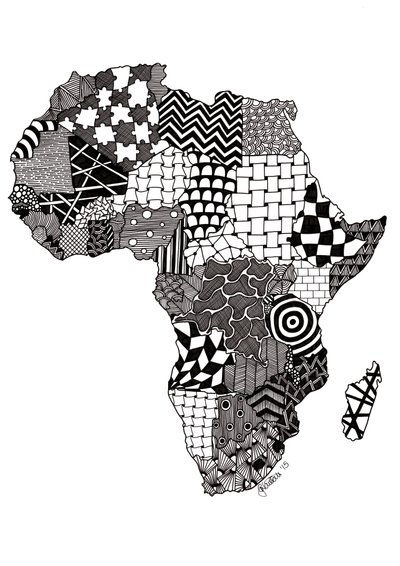 Afrika, 2015 (blæk på bristolplade) af Georgina Naisbitt