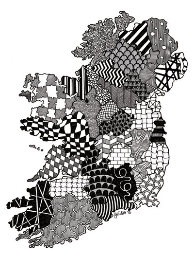 Irland, 2015 (blæk på bristolkarton) af Georgina Naisbitt