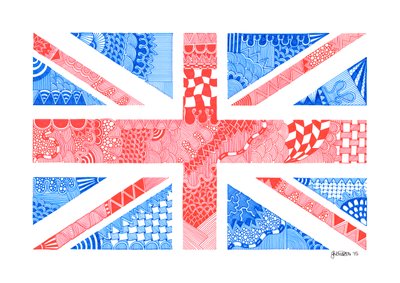 Union Jack, 2015 (blæk på bristolkarton) af Georgina Naisbitt