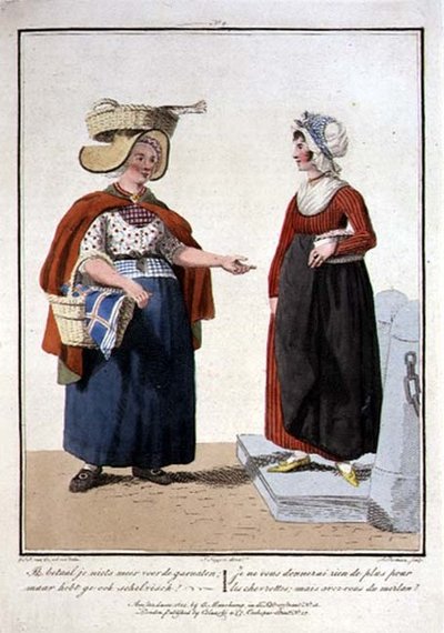 Fish Sellers, graveret af L. Portman af Georgius Jacobus Johannes van (after) Os