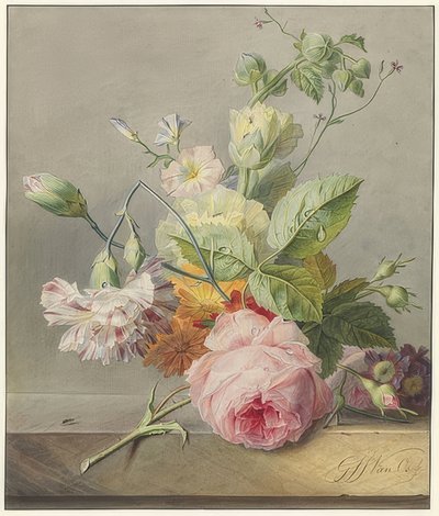 Stilleben med blomster. Omkring 1800-25 af Georgius Jacobus Johannes van Os
