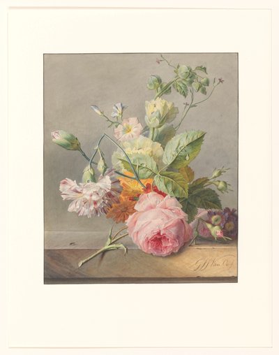 Blomsterstilleben blomsterarrangement af Georgius Jacobus Johannes van Os